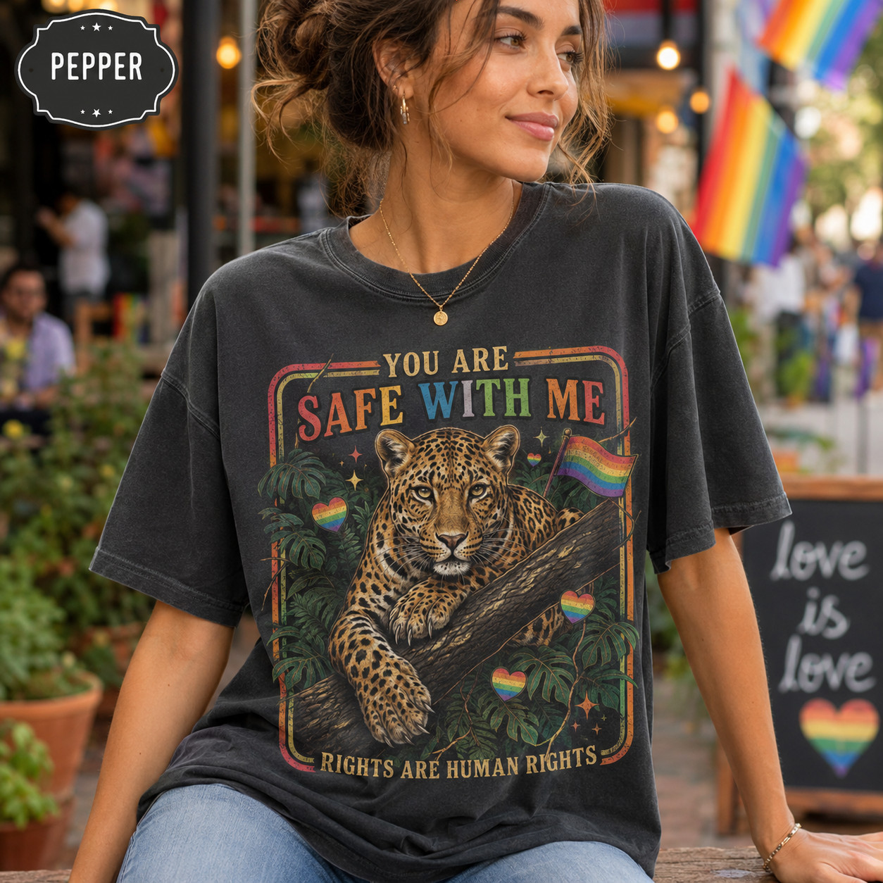 You Are Safe With Me Shirt LGBTQ Pride Leopard Graphic Tee gallery