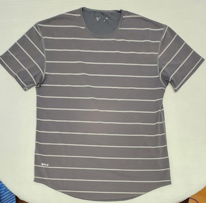 BYLT Men’s Gray Lux Drop Cut Short Sleeve Shirt – Large Hiking Walking