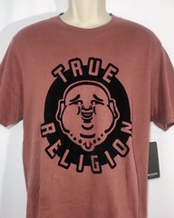 True Religion Crew Tee Buddha Face Log Men’s Short Sleeve Multiple Sizes Sangria