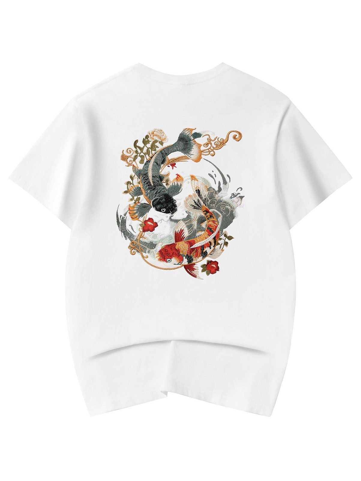 Niepce Japanese Streetwear Embroidery T-shirt Koi Graphic Tee for Men gallery