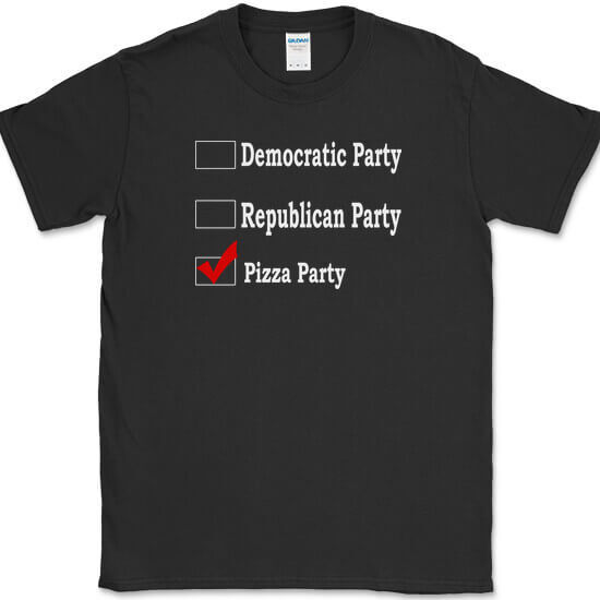 Republican Party Democrat Party Pizza Party T-Shirt Funny Political Food Tee gallery