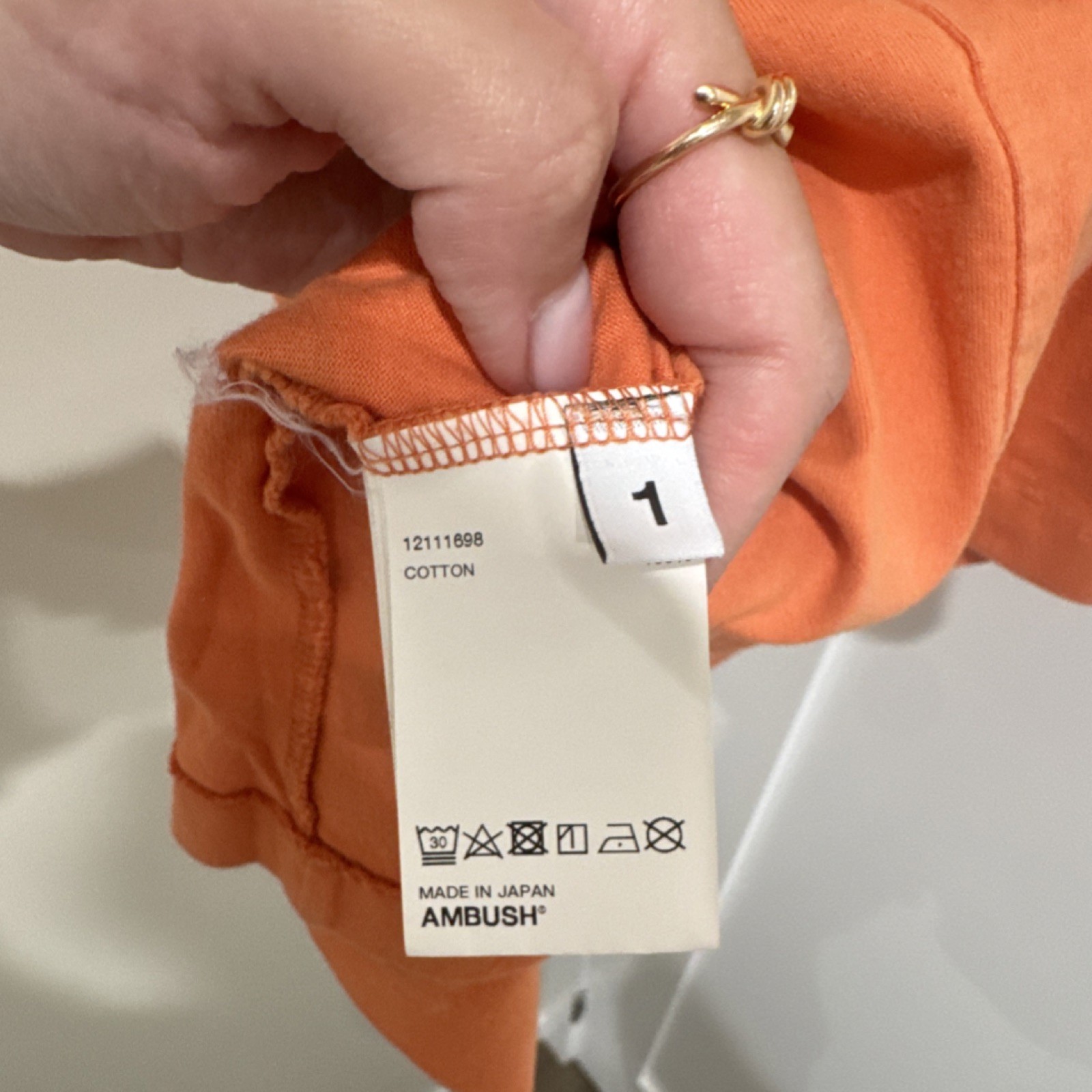 AMBUSH Orange Cotton Logo Limited Edition Men's T-Shirt Size 1 Crew Neck gallery
