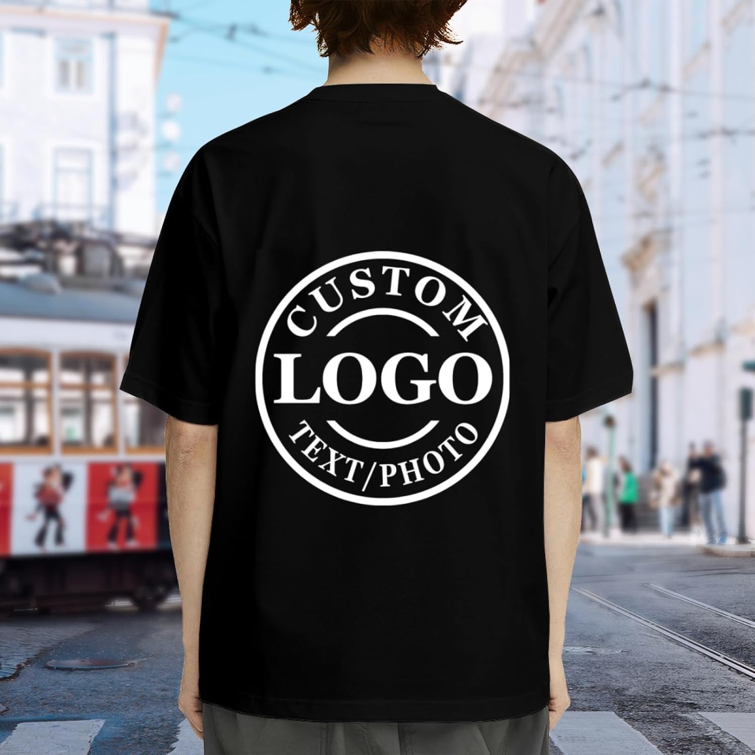 Custom Business Logo T-Shirt Front Back Upload Photo Text Logo 100% Cotton gallery