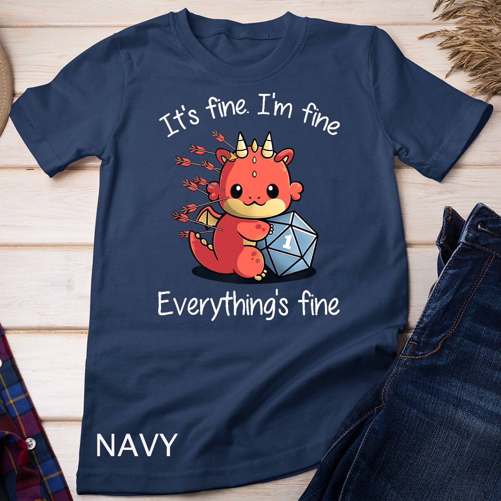 Everything's Fine - RPG Funny Dragon Unisex T-shirt gallery