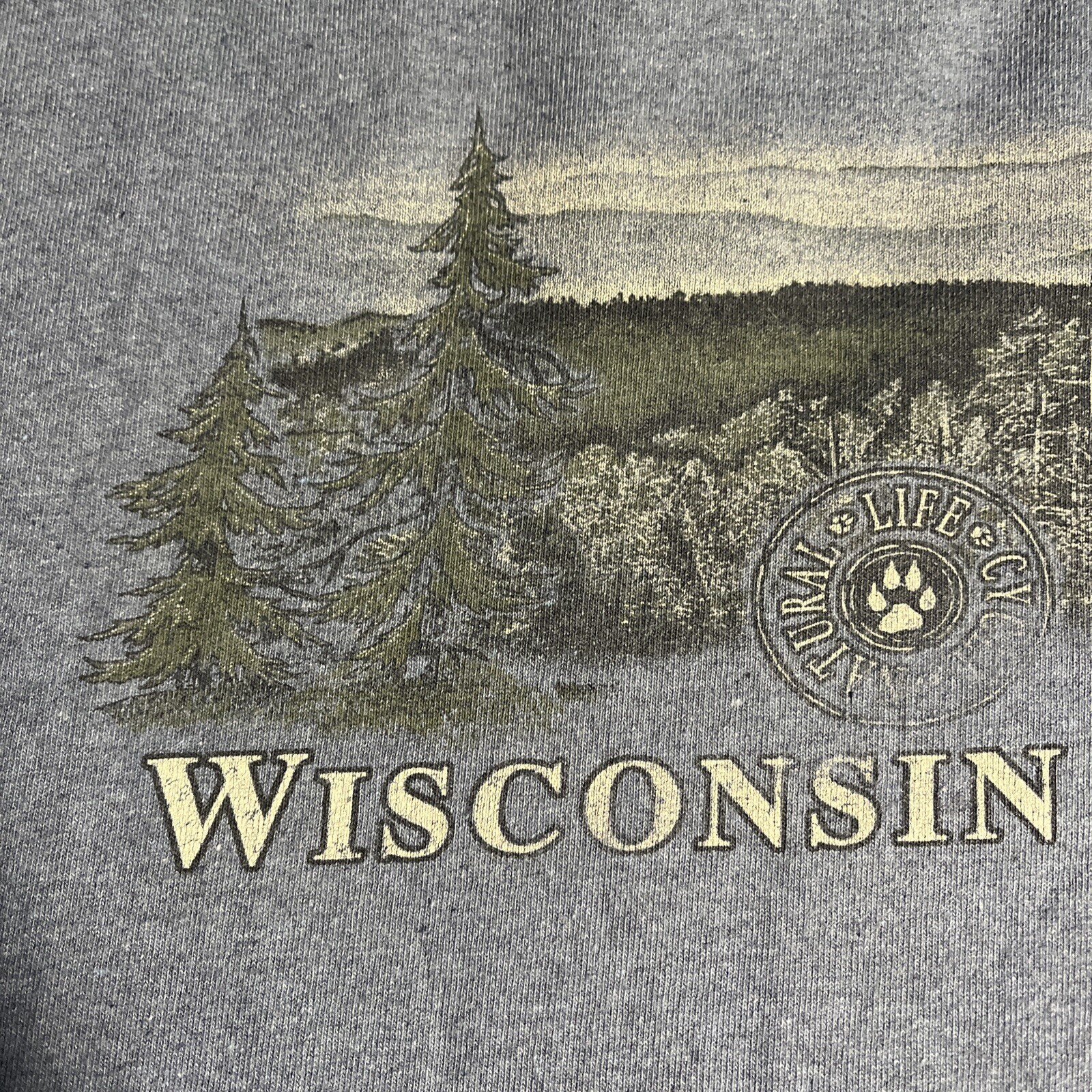 Eco Mountain Wisconsin Dells Men’s Shirt Size Large Blue Gray Made in USA EUC gallery