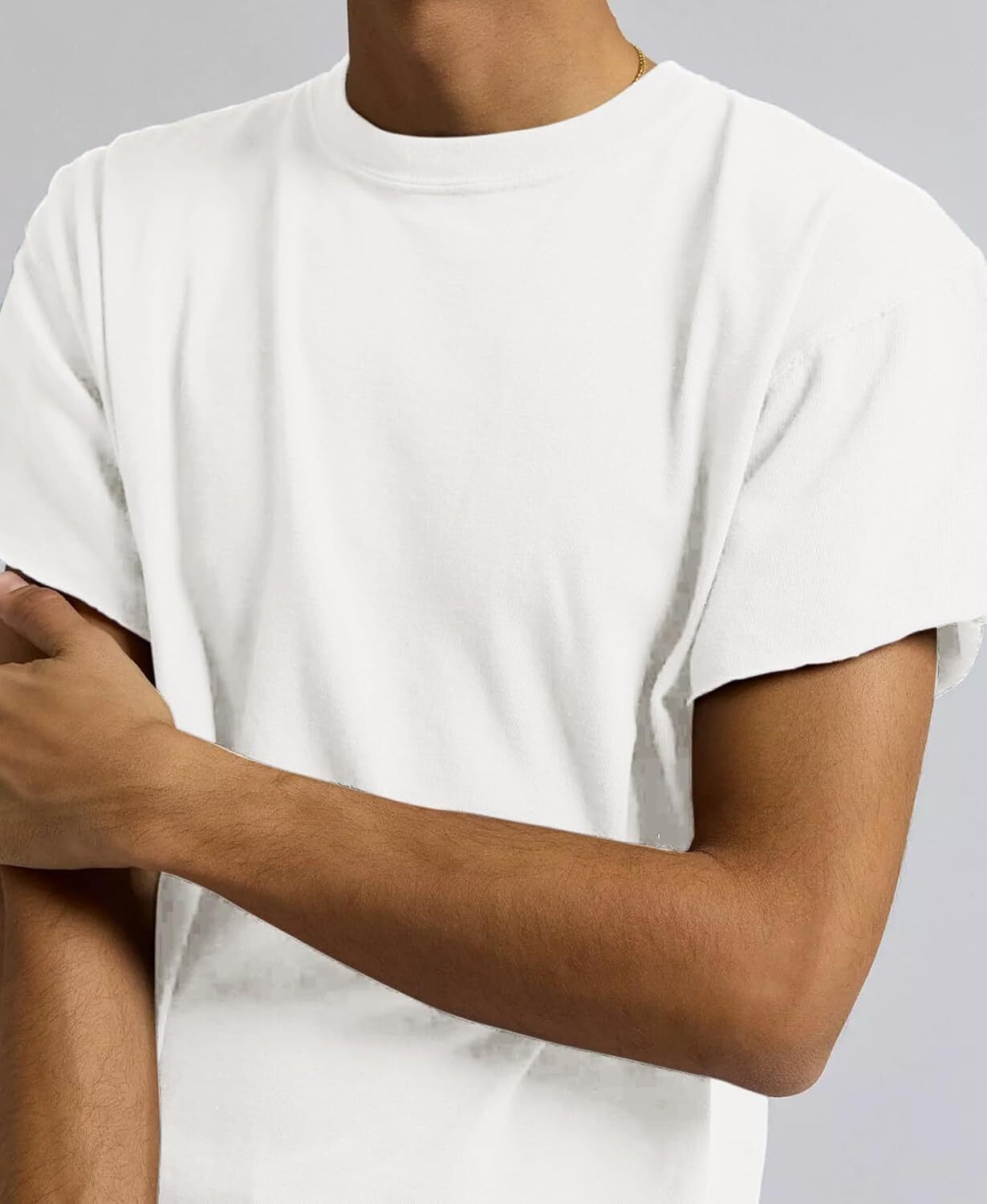 Men's Short Sleeve Boxy T-Shirt Cropped Raw Hem Casual Comfy Summer Top gallery