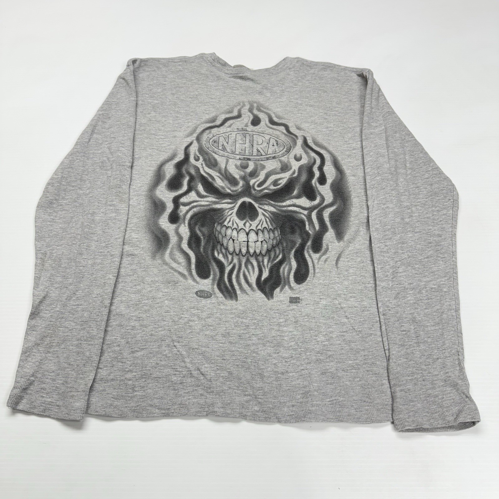 NHRA Championship Drag Racing Mens Thermal Waffle Knit Long Sleeve Shirt L Gray gallery