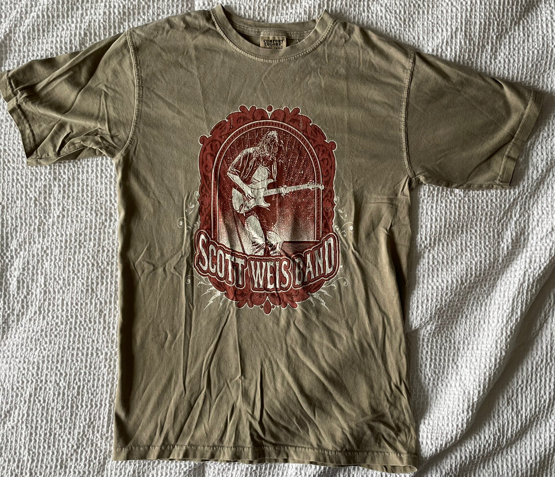 Vintage SCOTT WEIS BAND Mens Small T-shirt Comfort Colors Beige Blues gallery
