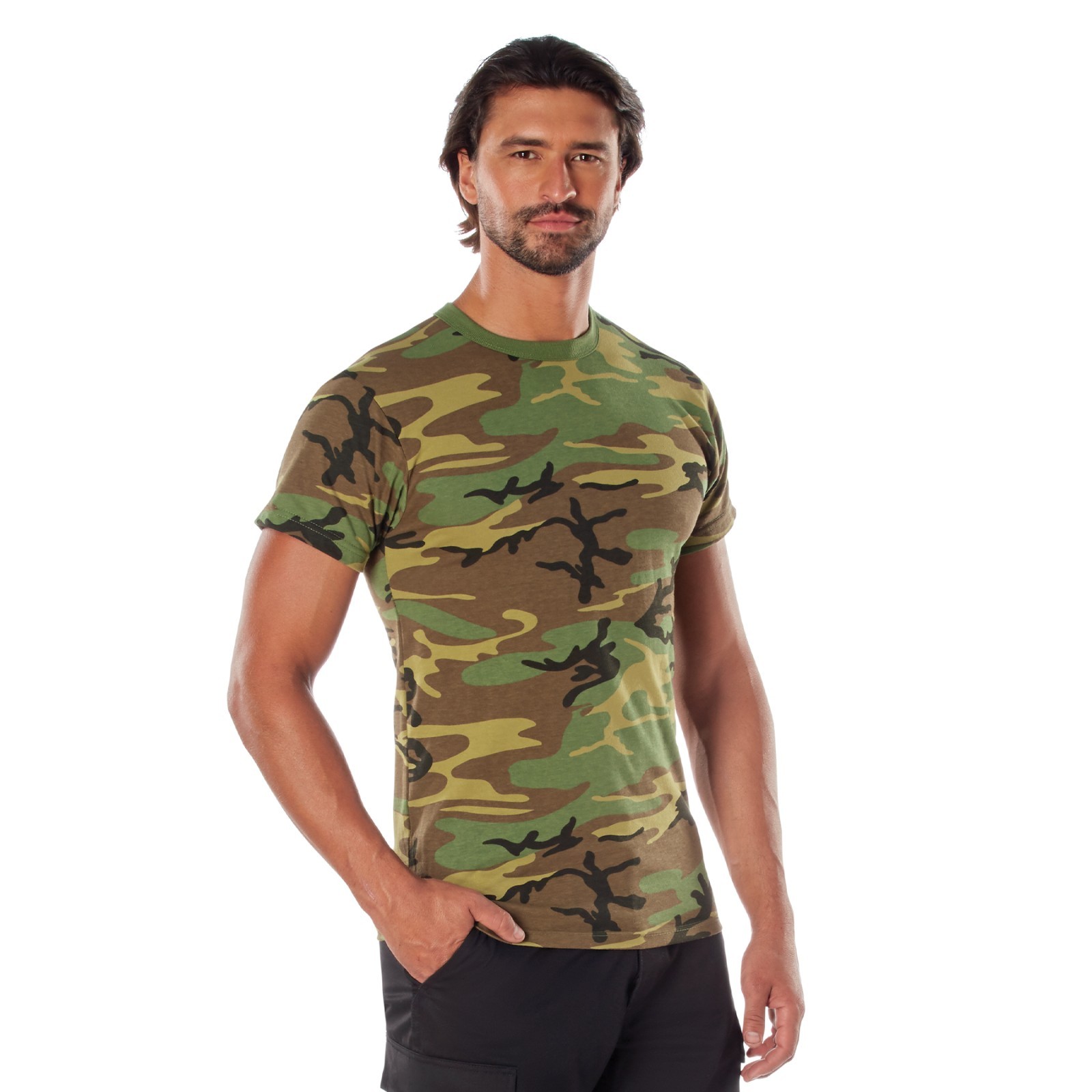 Woodland Camouflage Heavy Duty Premium Poly/Cotton Military T-Shirt gallery