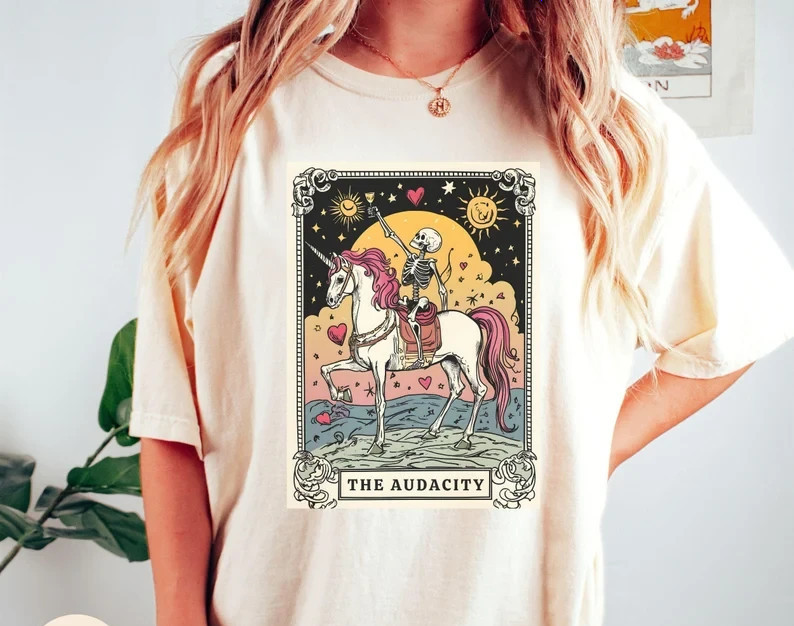The Audacity Tarot Card Shirt, Sarcastic Skeleton Tee,Mystical Mama Christmas gallery
