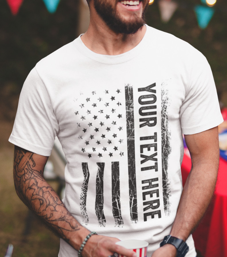Custom Made Shirt USA Flag Patriotic Personalized T-shirt Your Own Printed Text gallery