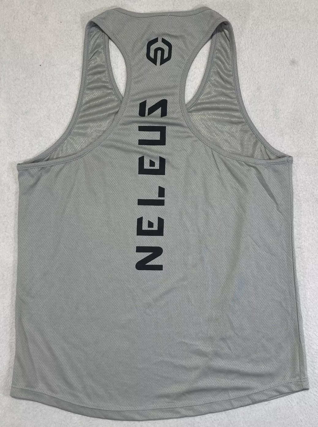NELEUS 'Dry Fit Logo Muscle' Mesh Tank Top Men's S Gym Workout Exercise Grey NWT gallery