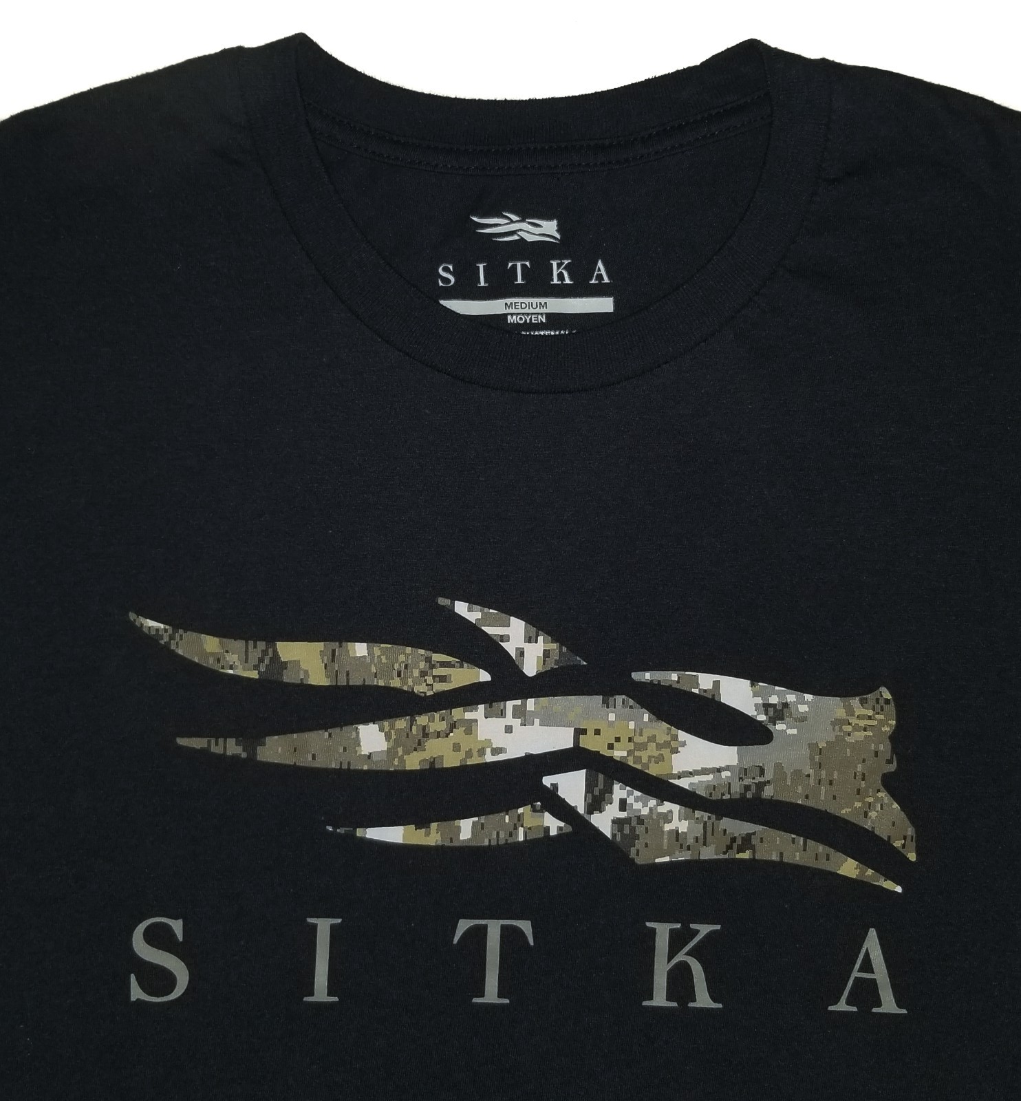 SITKA Hunting Gear T-Shirt Black Classic Camo Outdoor Cotton blend Mens NEW Md gallery