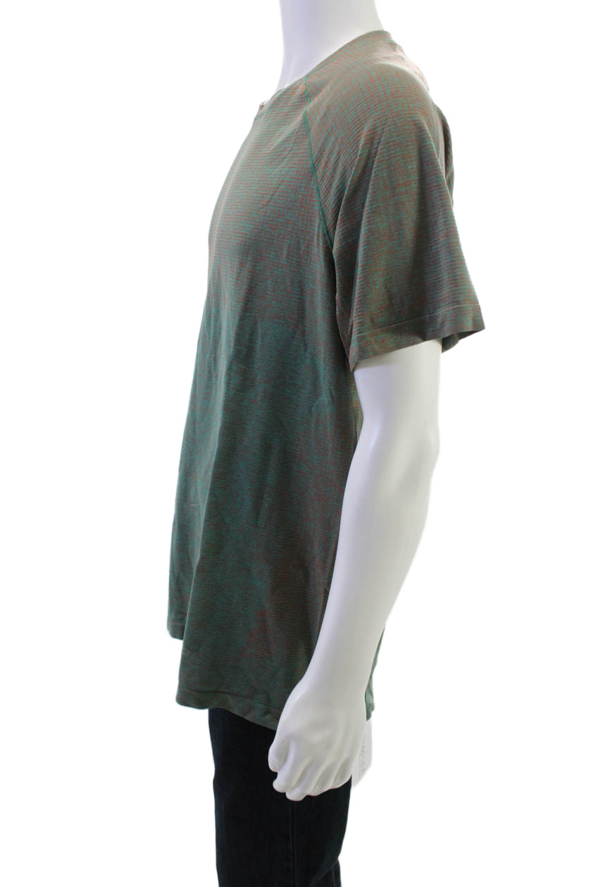 Lululemon Mens T-Shirt Green Nylon Blend Crew Neck Short Sleeve Size XL gallery