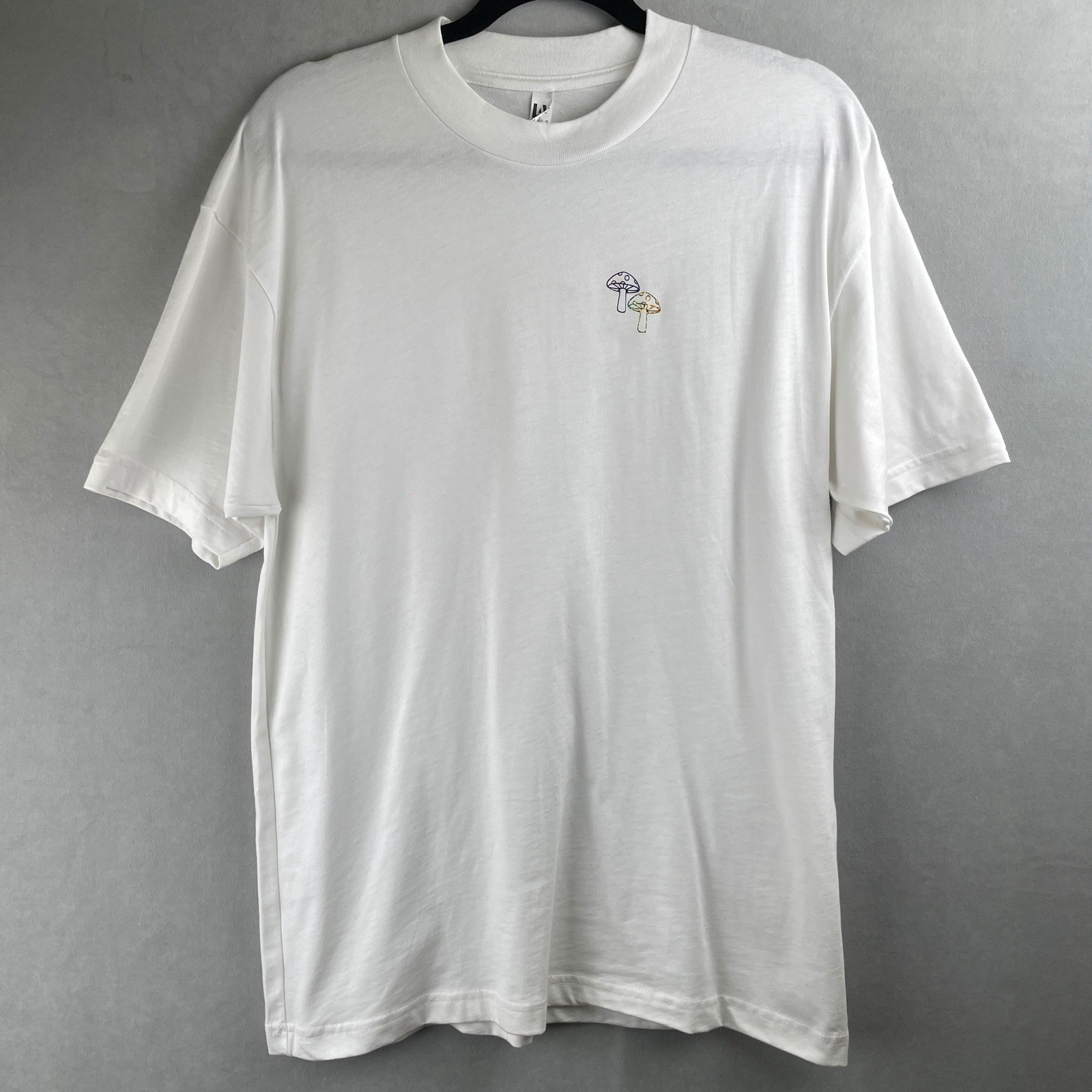 Los Angeles Apparel Men White Rainbow Mushroom Graphic T-Shirt L USA Made Hippie gallery
