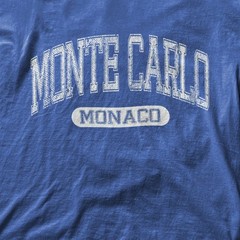 Monte Carlo Monaco University Font Summer Tourist Blue Tee, T-Shirt