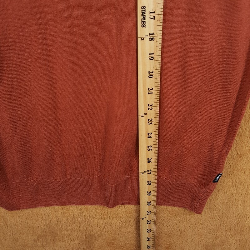 HUGO BOSS Shirt Mens Large Burnt Orange Pullover Crew Linen Knit JIOVANOTTO $198 gallery