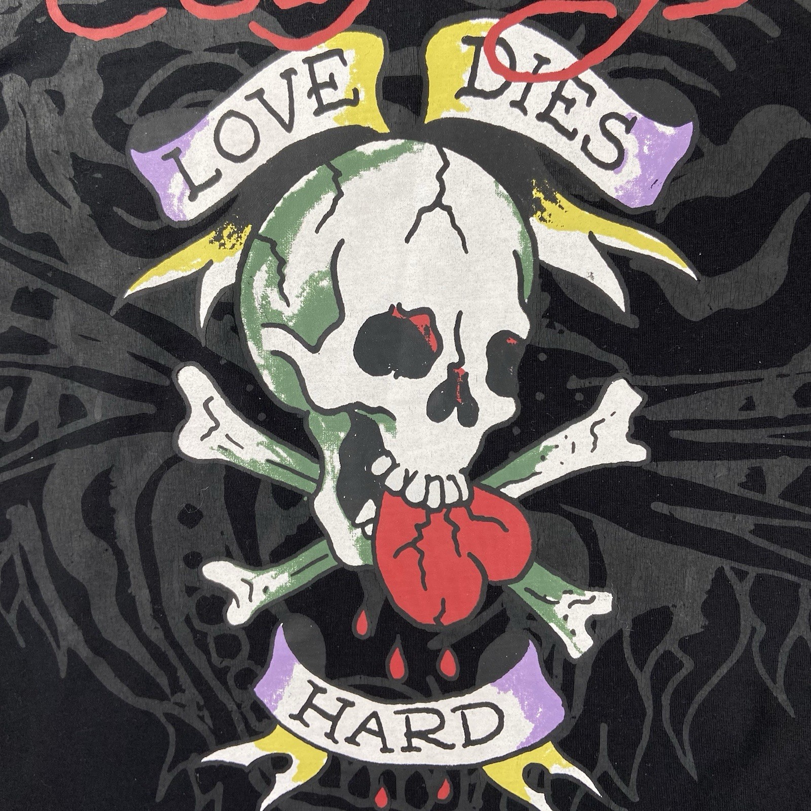 Ed Hardy T-Shirt men's Small Graphic Tee Y2K Skull Love Dies Hard Art Crew Neck gallery