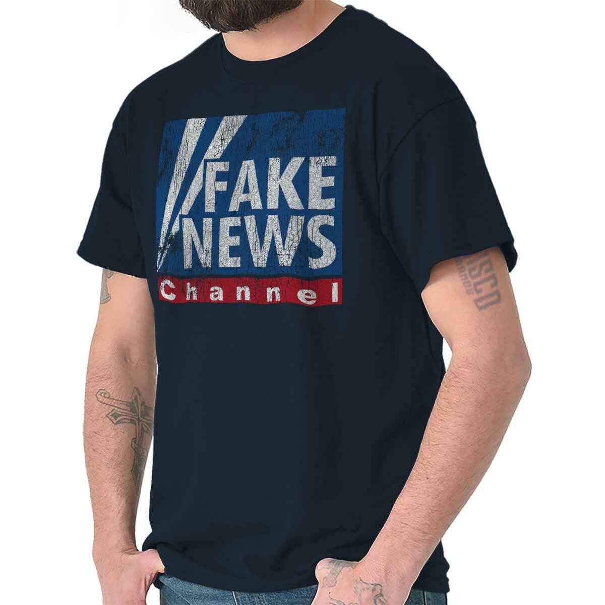 Fake News President Donald Trump Political Womens or Mens Crewneck T Shirt Tee gallery