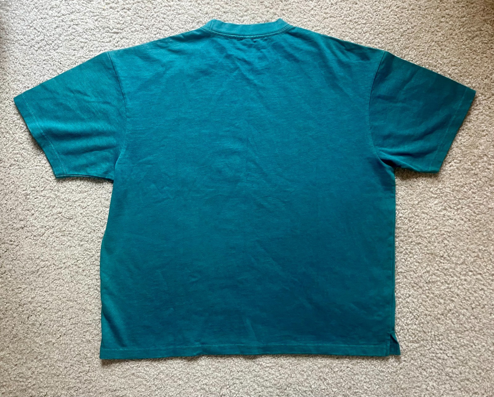 Men's Teal Boxy Tee Heavyweight Blue Green Slub Heavy Crop T-Shirt Size M Med gallery