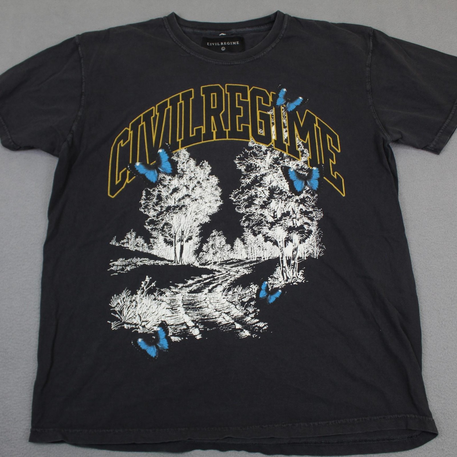 Civil Regime Shirt Mens Large Black Butterfly Nature Graphic Tee Streetwear gallery