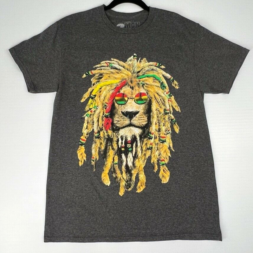 2 Monkeys Shirt Men Medium Reggae Lion Rasta Dread Sunglass Work Party Core Ex gallery