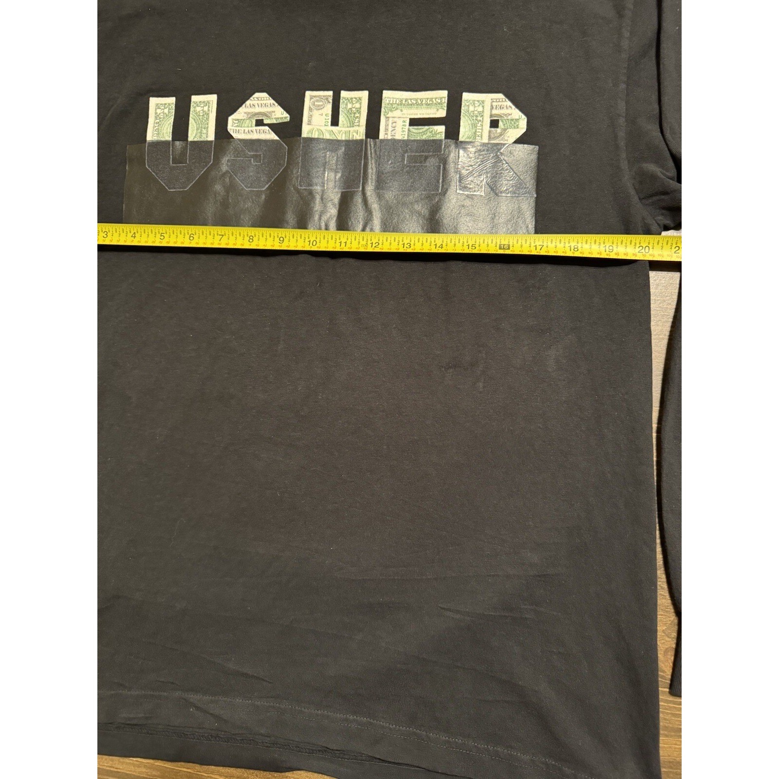 Usher Ushbucks Long Sleeve Shirt Mens M Black Thick Front Back Money Graphic gallery