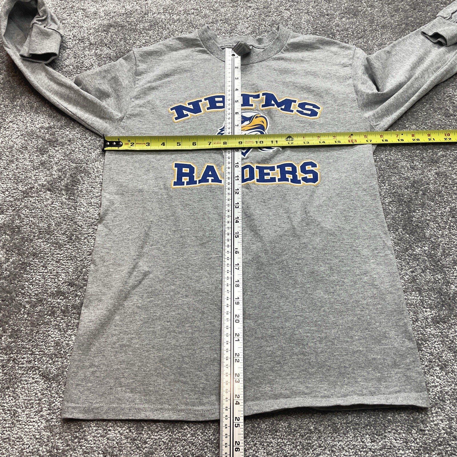Gildan Adult Long Sleeve Heavy Cotton T-Shirt Size Small Gray NBTMS Raiders Tee gallery