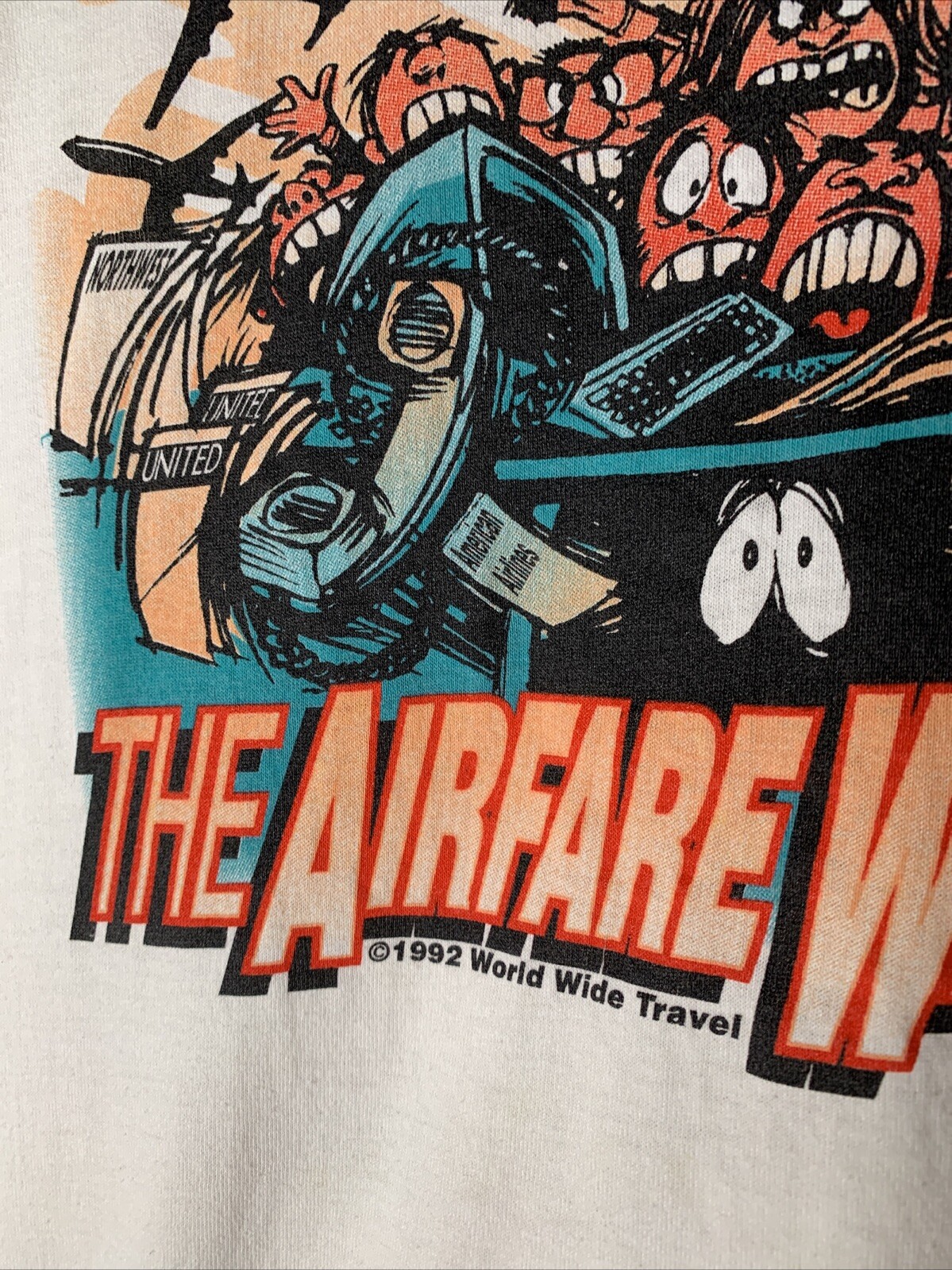 Vintage Airfare War Shirt Mens Sz XL I Survived Travel Promo Tee 90s gallery