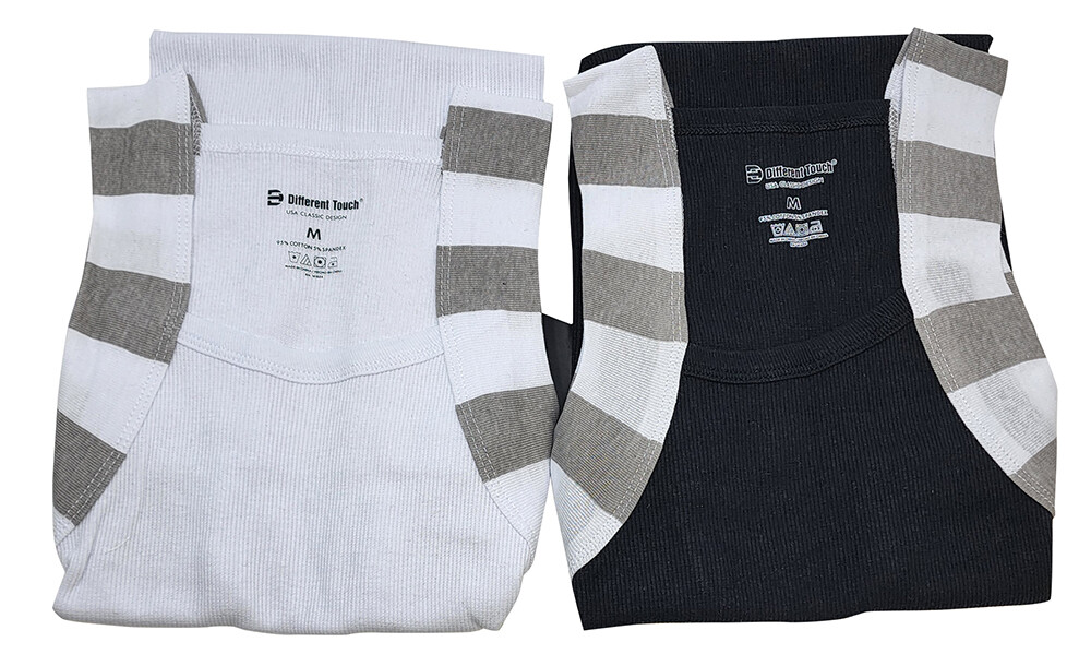 Different Touch 2 Pack Men Square Cut G-unit Style Tone Trim Tank Top A-shirts gallery