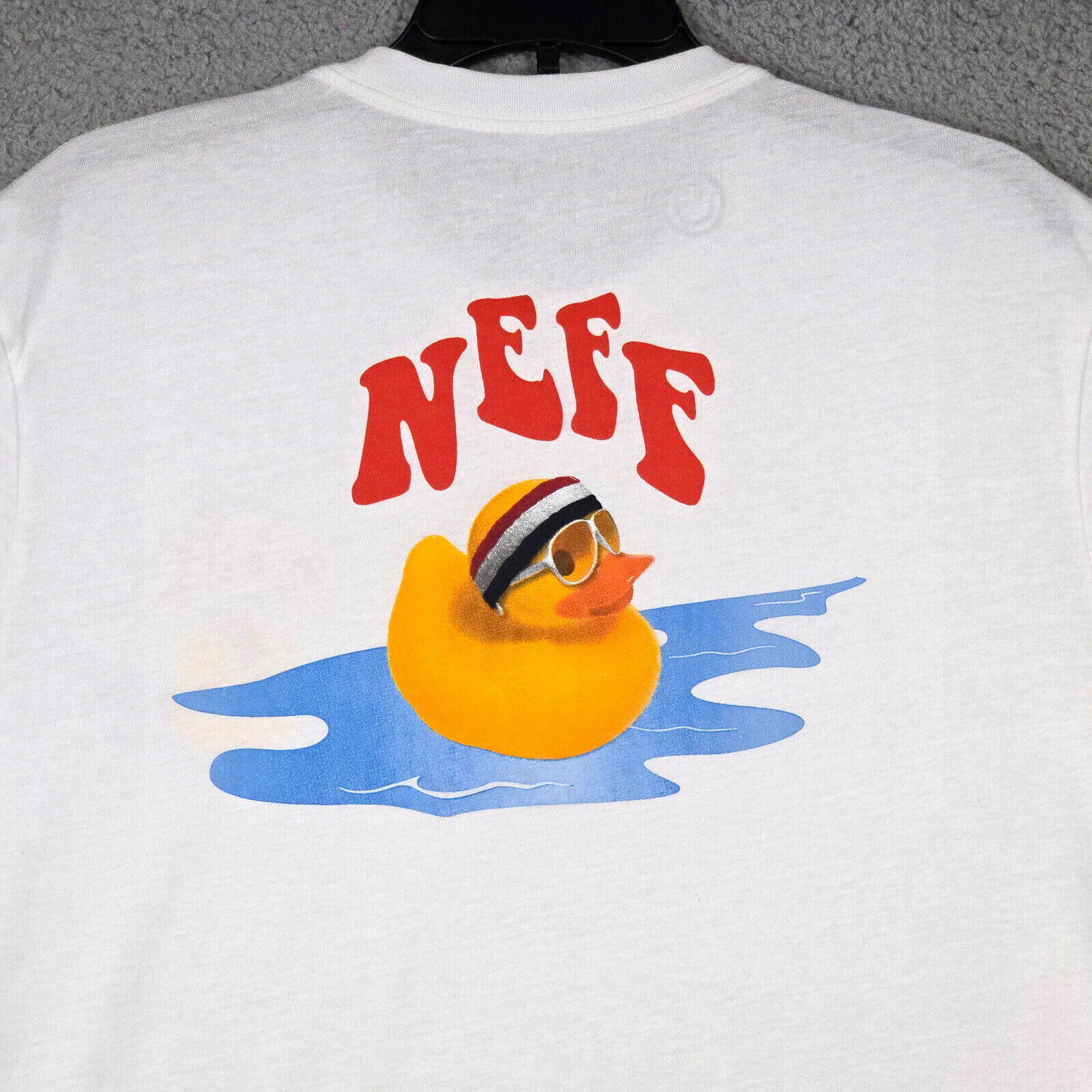 NEFF SHIRT RUBBER DUCK MENS Large WHITE SURFER SKATE OUTDOOR LIGHTWEIGHT NWT