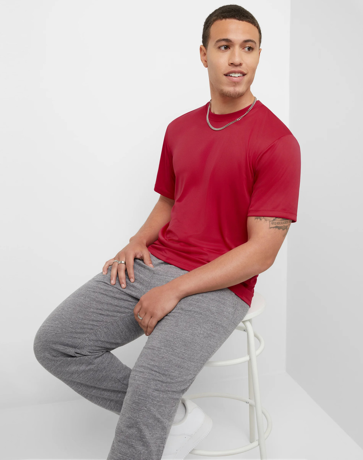 Hanes 2-Pack Cool Dri Men's T-Shirt Sport Performance Tee Comfort Ribbed Light gallery