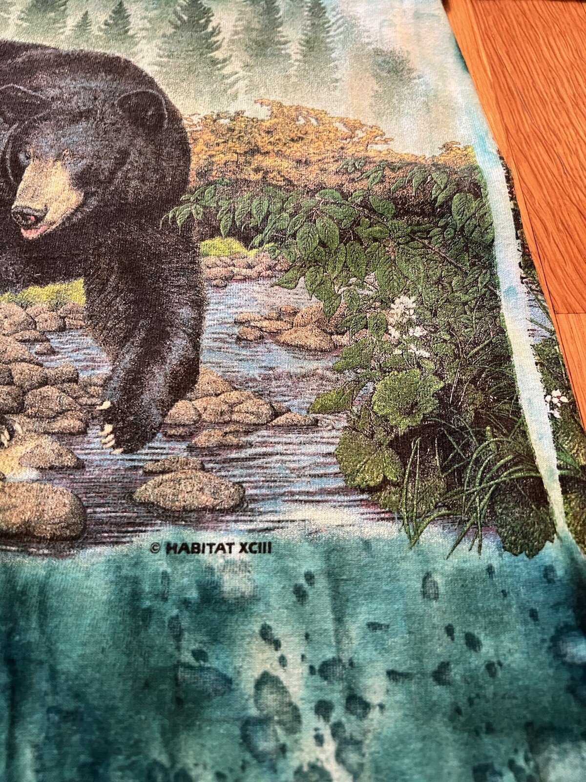 Vintage Habitat Shirt Sz L Wildlife Black Bear Wrap Print 1990s Tie Dye (0215) gallery