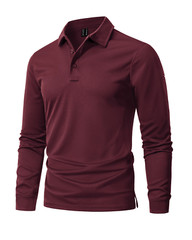 Men’s Polo Shirt Quick Dry Performance Lightweight Sports Long Sleeve T-Shirts