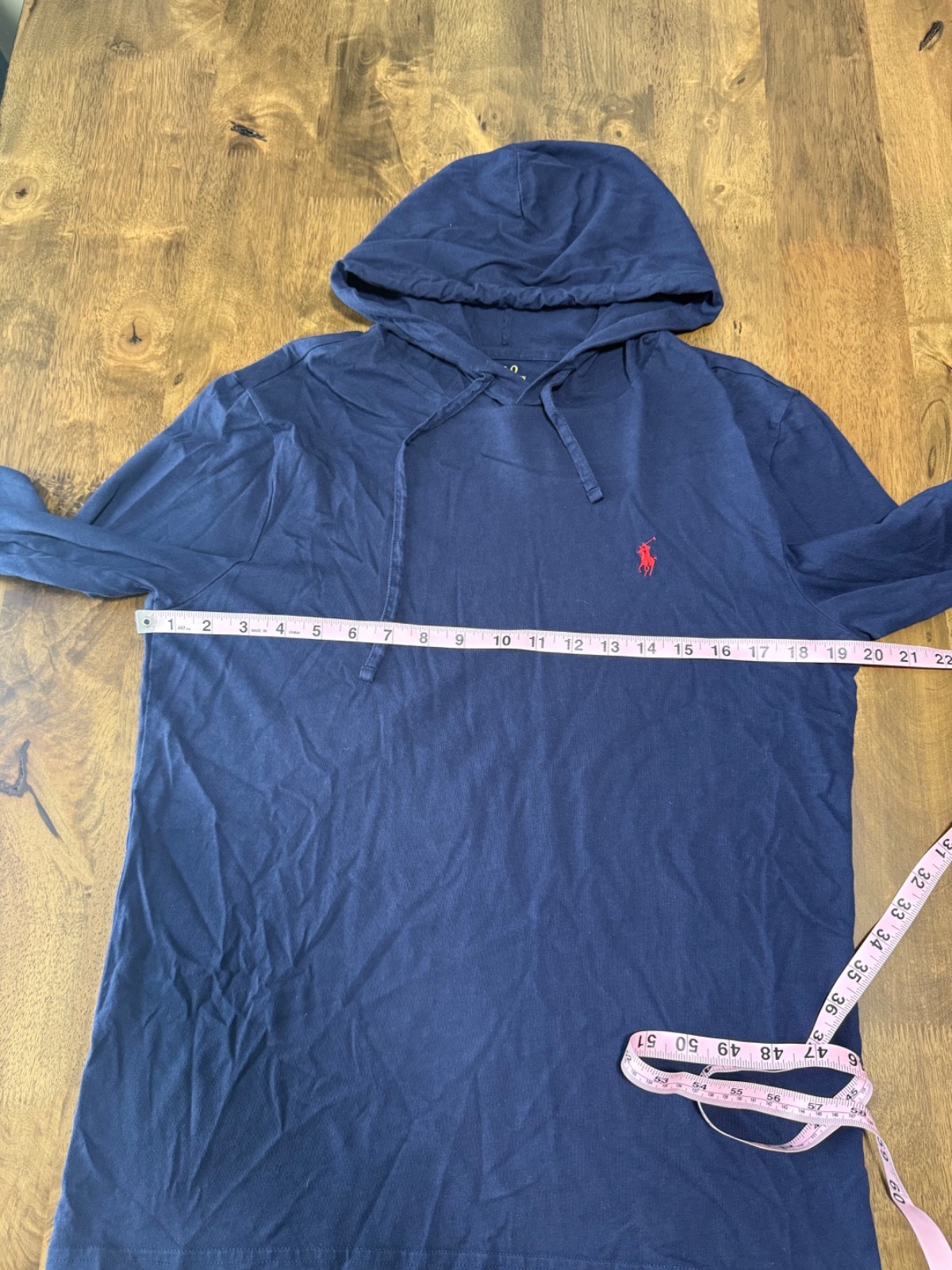 EUC Polo ralph lauren long sleeve hooded tshirt blue cotton size S gallery