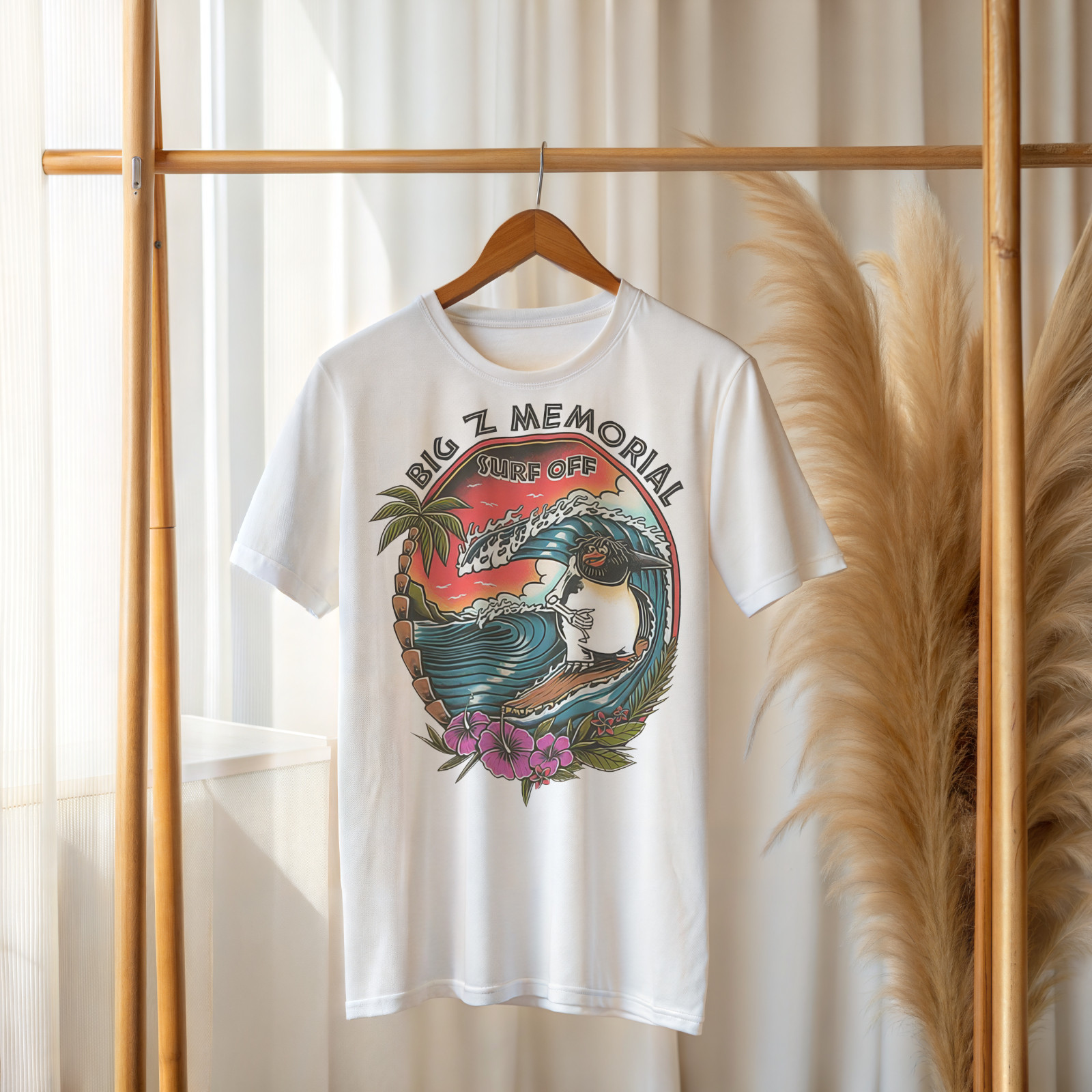Big Z Memorial Surf Off T-Shirt Surfing Penguin Graphic Tee Beach Ocean A87 gallery