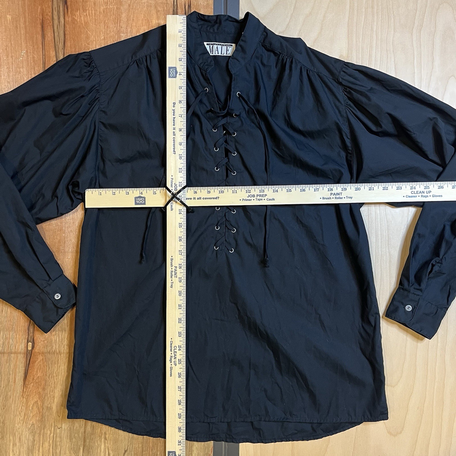 Vtg 90s International Male Black Long Sleeve Lace-Up Vampire Shirt - Mens Med gallery