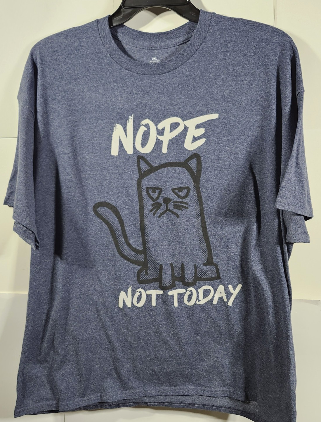 Nope Not Today Kitty Cat Blue Graphic T-Shirt Size 2XL