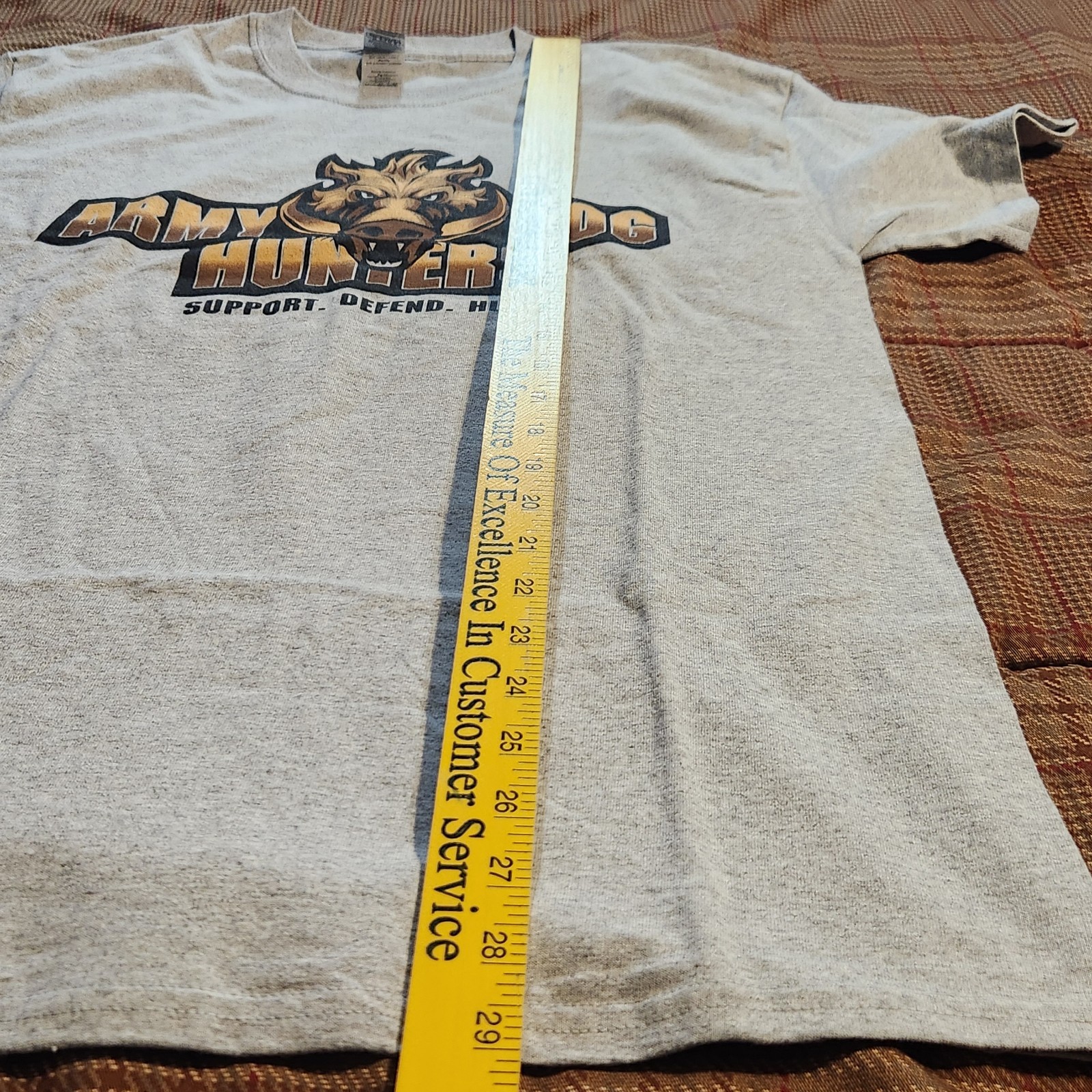 Army Hog Hunters Graphic T-Shirt Med Mens Grey Double Sided Gildan Ultra Cotton gallery