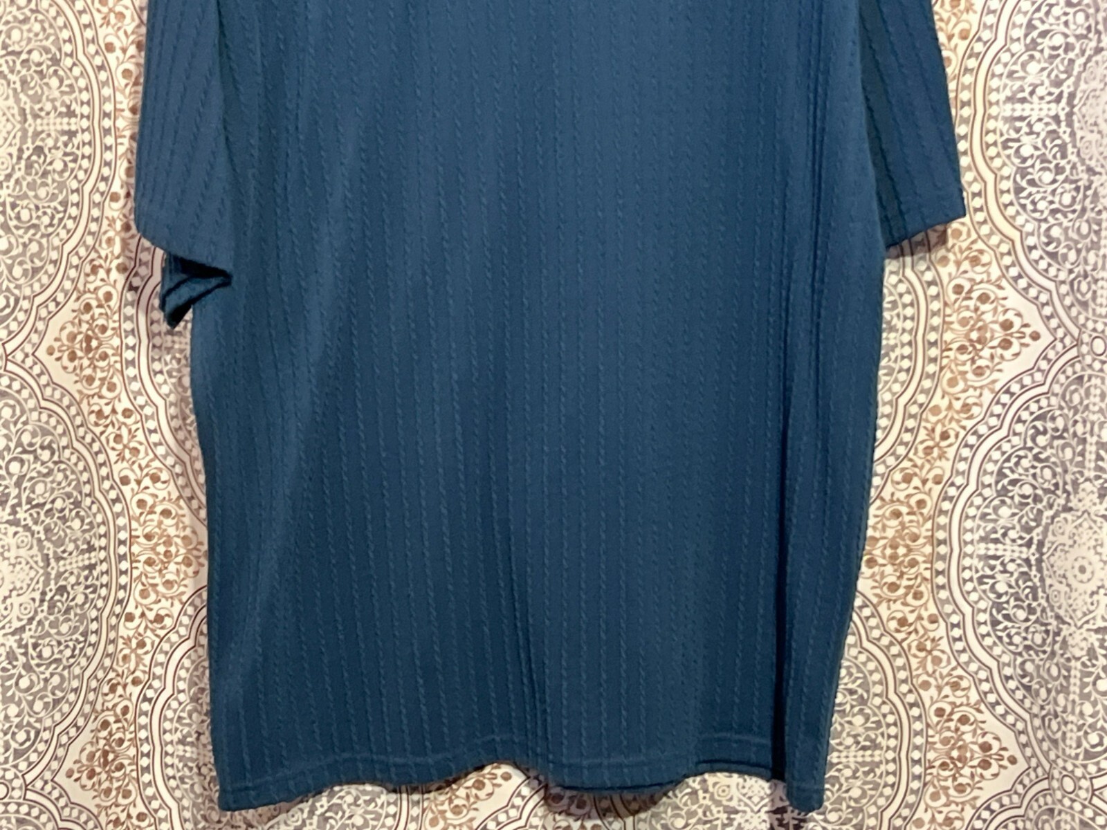 Manfinity Mens Textured Knit Navy Blue Short Sleeve Crew Neck T-Shirt Size L gallery