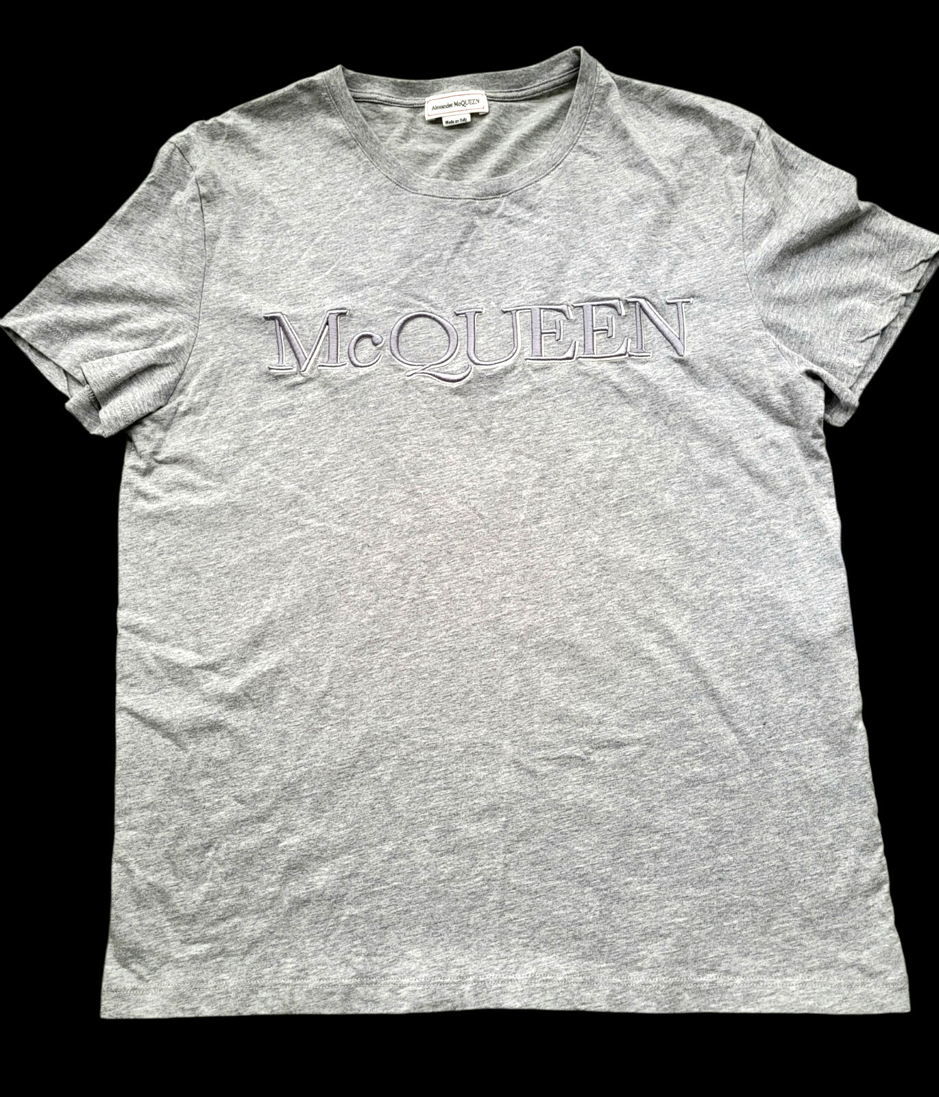 Authentic Alexander McQueen Gray Embroidered Cotton Jersey T-Shirt Size Medium gallery