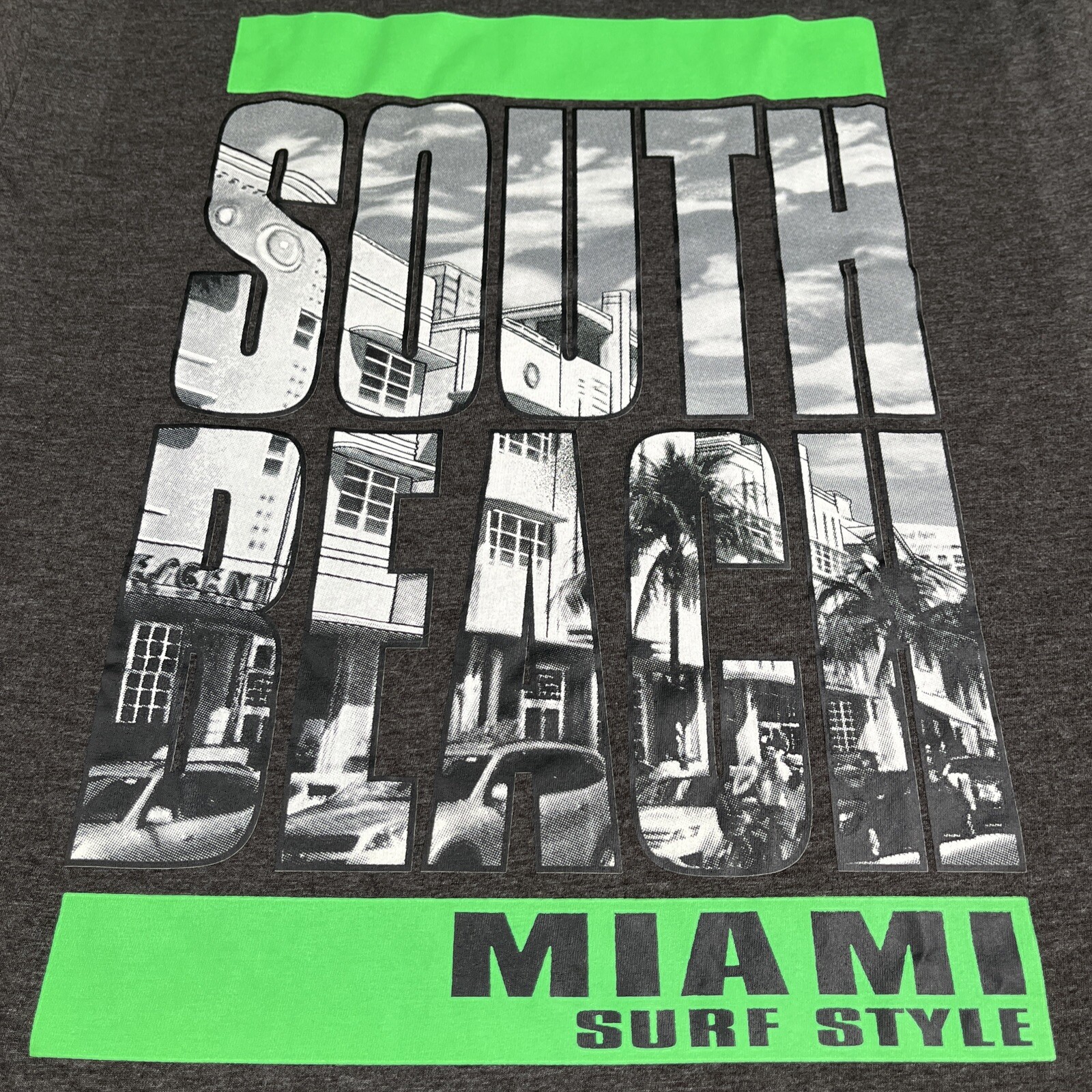 Surf Style South Beach Miami Dark Gray Graphic T-Shirt Size Mens Large gallery