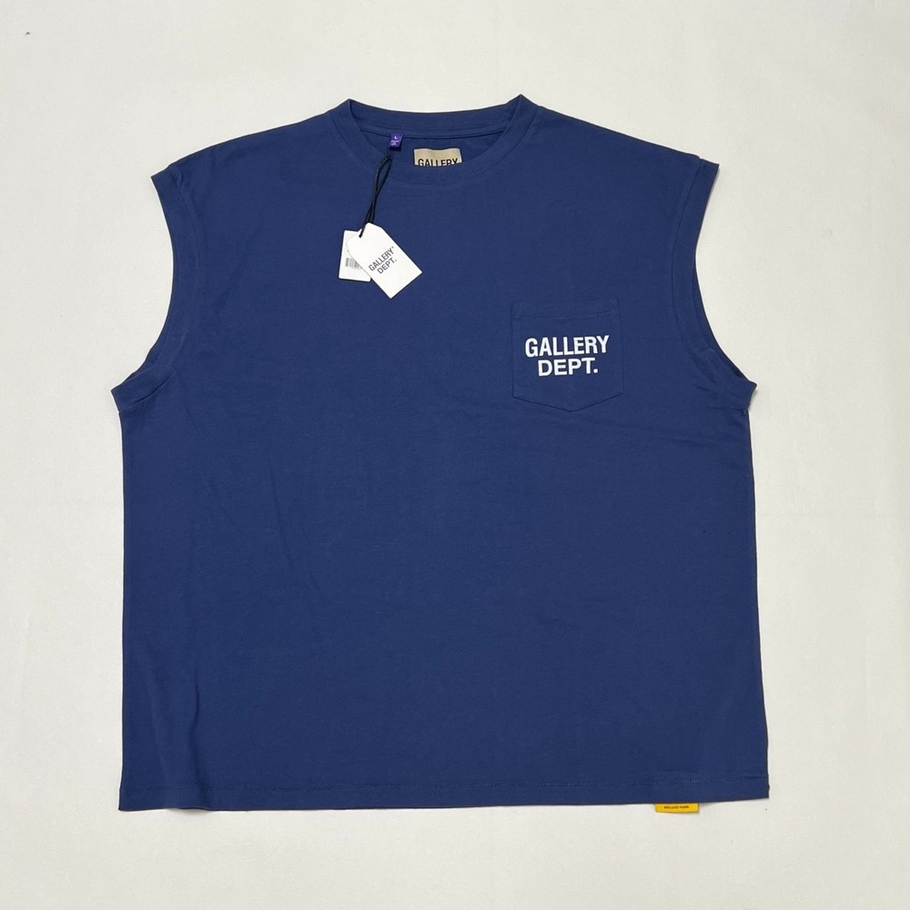 Gallery Dept Augi Sleeveless Tee Navy Mens Medium Pocket Logo NWT