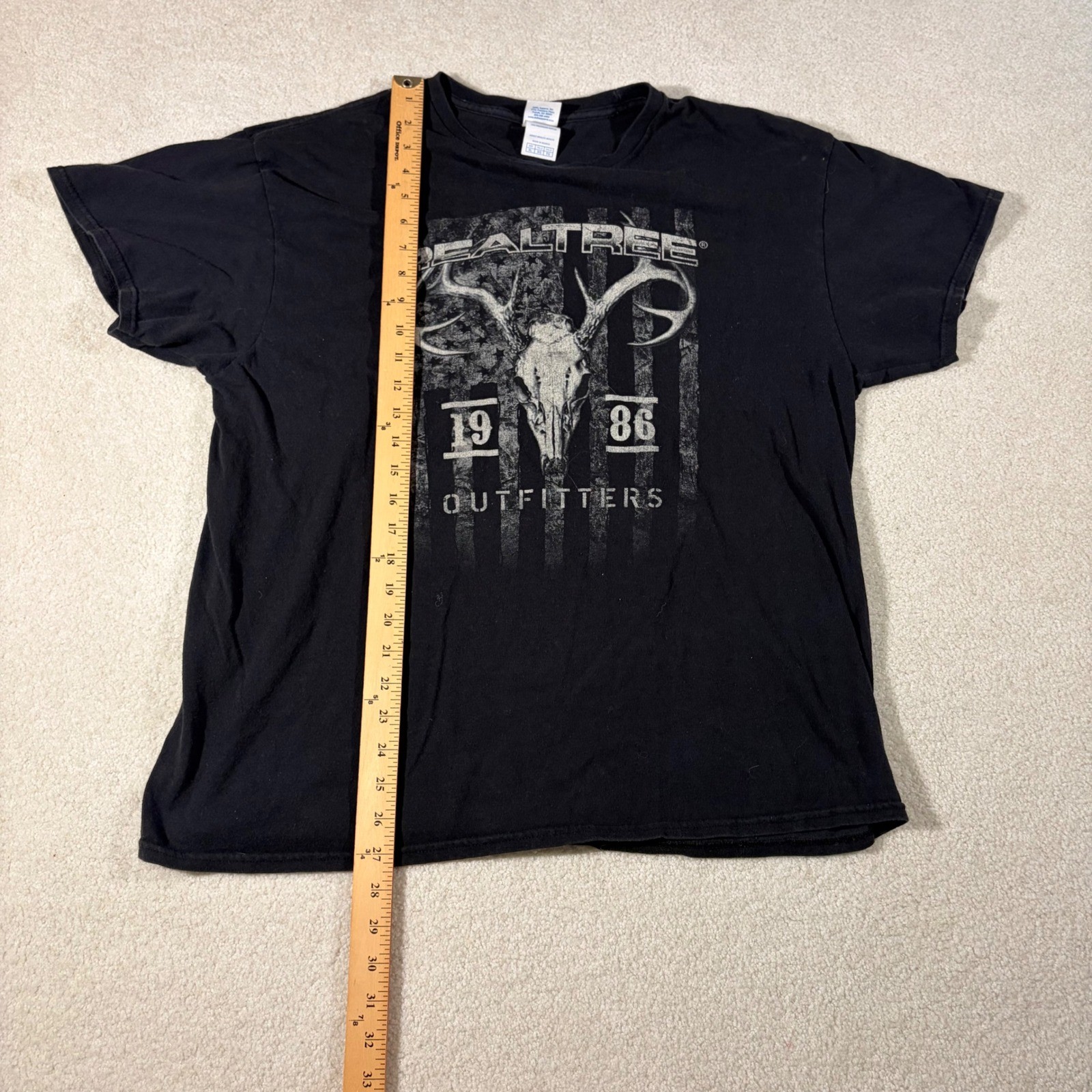 Realtree Outfitters Graphic T-Shirt Mens XL Black Deer Skull Flag Hunting Tee gallery