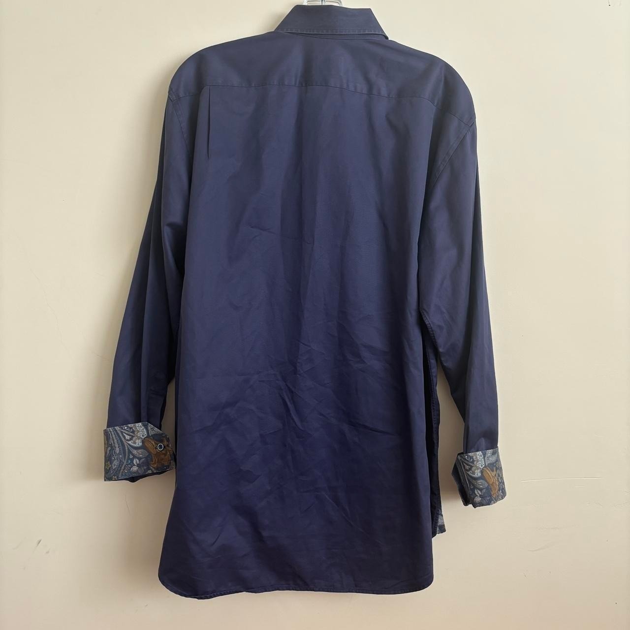 Stenströms Navy Dress Shirt with Paisley Accents size L gallery