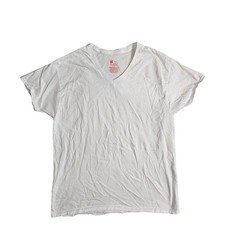 T Shirt V Neck White Most Comfortable 100% Cotton Men’s L By Hanes