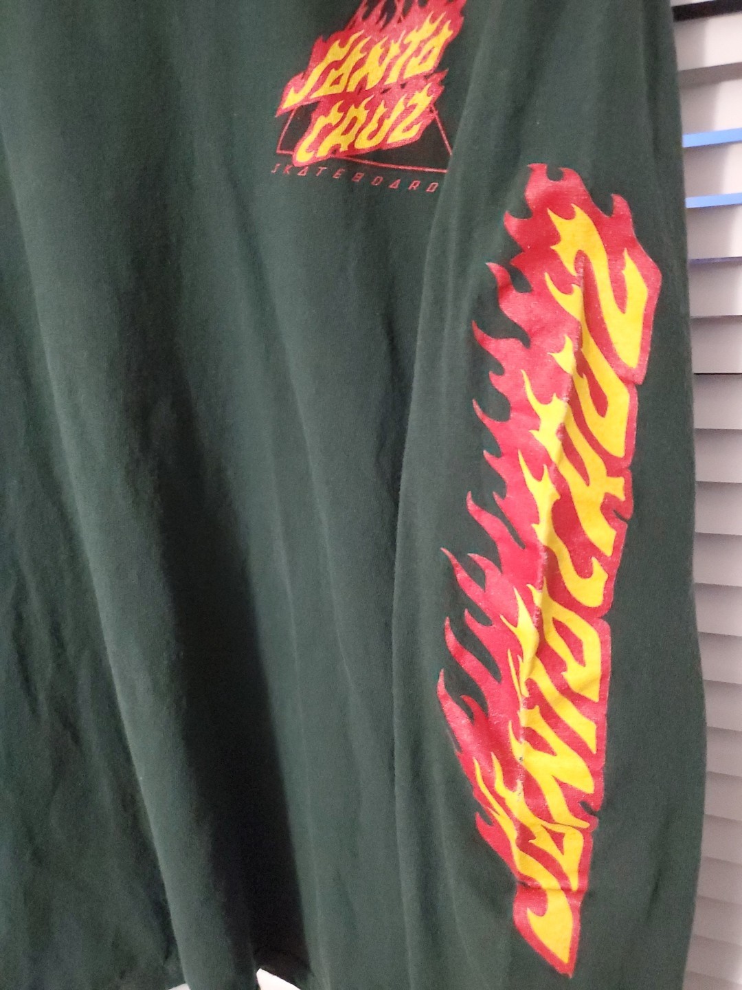 Santa Cruz Skateboards Longsleeve Green Flame Logo Large Shirt gallery