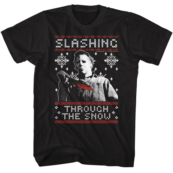 Halloween Movie Michael Slashing Through The Snow Christmas Men's T Shirt gallery