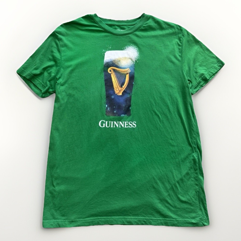 Guinness Beer Pint Graphic Green T-Shirt Size L