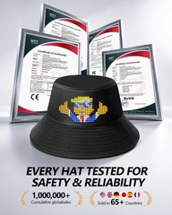 LED Programmable Bucket Hat with App Control, Custom Text Display Hat Bluetoo…